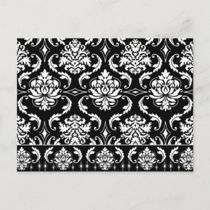 Diamond Damask, vit på svart Vykort