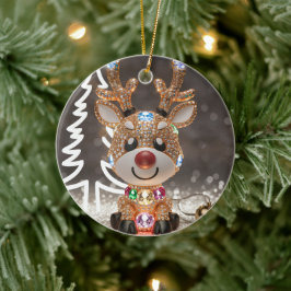Diamond Dazzling Rudolf: En 3D-julhelg Julgransprydnad Keramik