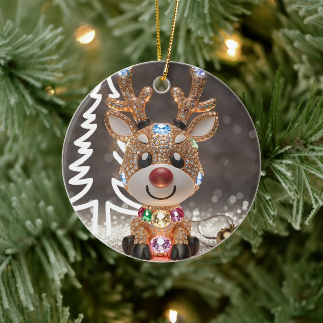 Diamond Dazzling Rudolf: En 3D-julhelg Julgransprydnad Keramik (Träd)