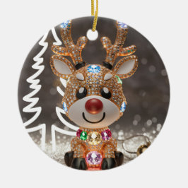 Diamond Dazzling Rudolf: En 3D-julhelg Julgransprydnad Keramik