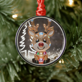 Diamond Dazzling Rudolf: En 3D-julhelg Julgransprydnad Metall