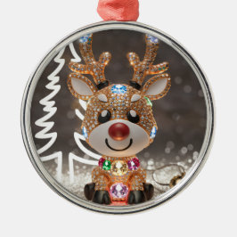 Diamond Dazzling Rudolf: En 3D-julhelg Julgransprydnad Metall