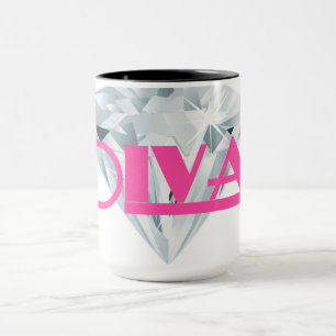 Diamond Diva Rosa Gem Girly Text Typografi  Mugg