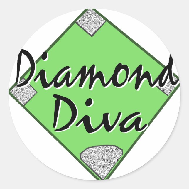 Diamond Diva Softball Runt Klistermärke (Framsida)