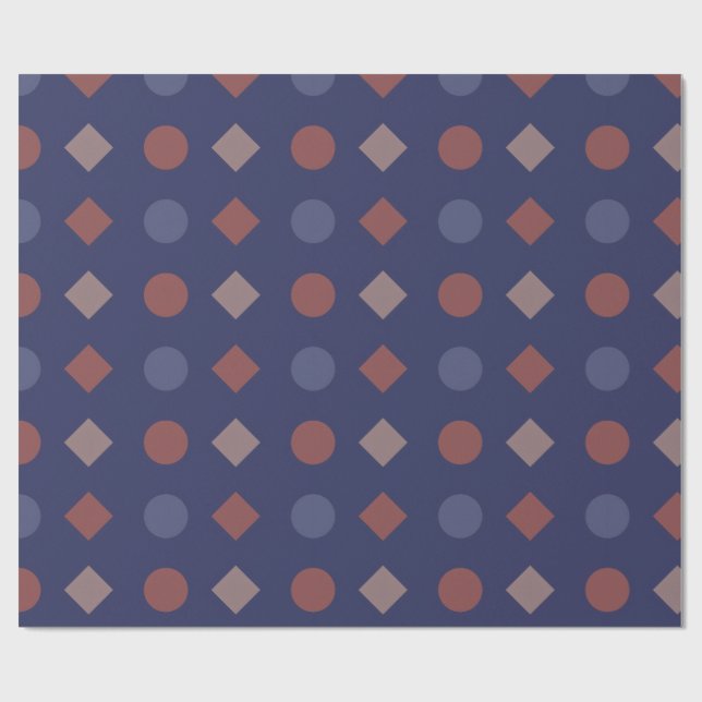 Diamond-Dot Retro Geometric Mönster Presentpapper (Platt)