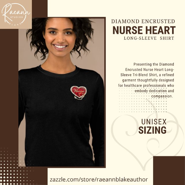 Diamond Encrusted Nurse Heart Long-Sleeve T Shirt (Skapare uppladdad)