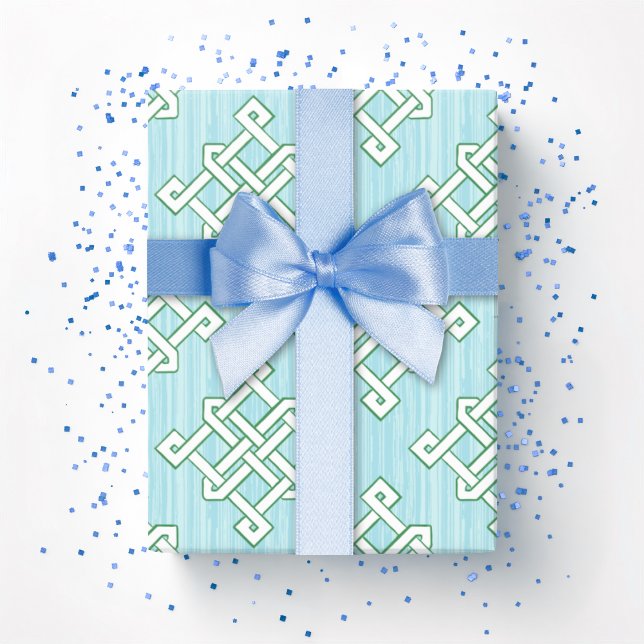 Diamond Endless Knot in Green and Aqua Presentpapper (Skapare uppladdad)