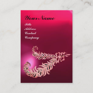 DIAMOND FEATHERS MONOGRAM Rosa Fuchsia Lila Ruby Visitkort