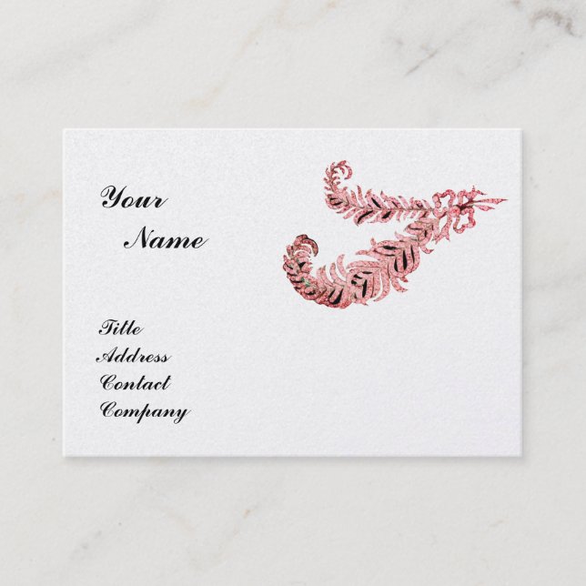DIAMOND FEATHERS MONOGRAM, rosa, guld metalliska Visitkort (Framsida)