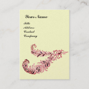 DIAMOND FEATHERS MONOGRAM, rosa, pärlgrädde Visitkort