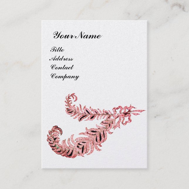 DIAMOND FEATHERS MONOGRAM ,rosa ,silver, platina Visitkort (Framsida)