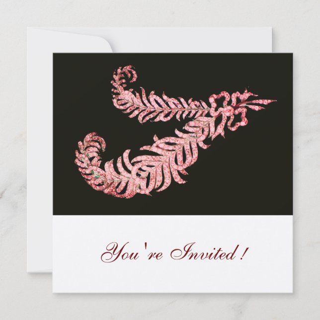 DIAMOND FEATHERS,Rosa Champagne Metallic Inbjudningar (Framsida)
