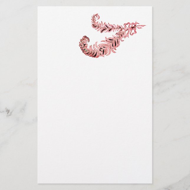 DIAMOND FEATHERS, rosa och vitt Brevpapper (Framsida)