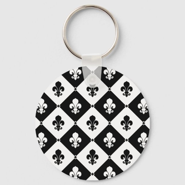 Diamond Fleur De Lis Mönster Nyckelring (Framsida)