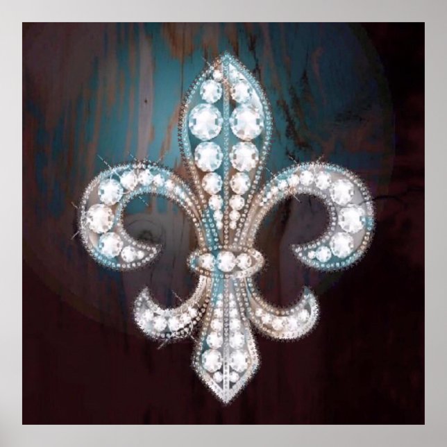 Diamond Fleur de Lis Wooden Poster (Framsidan)