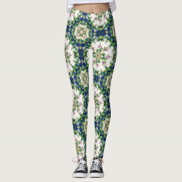 Diamond Floral Mandalas Seamless Pattern Leggings