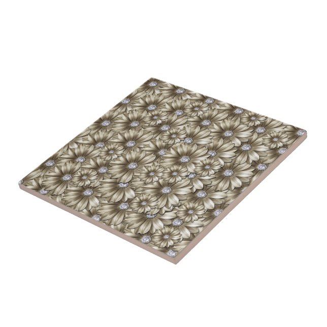 Diamond Flowers Ceramic Tile - Luxury Kakelplatta (Sidan)