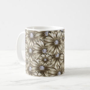 Diamond Flowers Coffee Mugg Gift