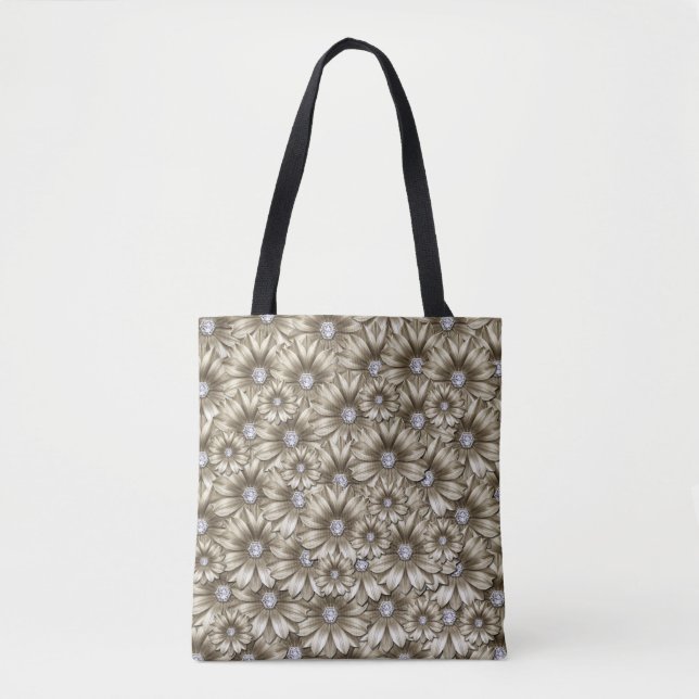 Diamond Flowers Tote Bag Tygkasse (Framsida)