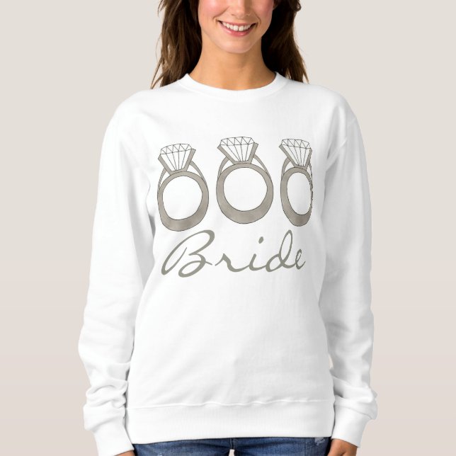 Diamond Förlovning Ring Bröllop BRIDE Sweatshirt Tee Shirt (Framsida)