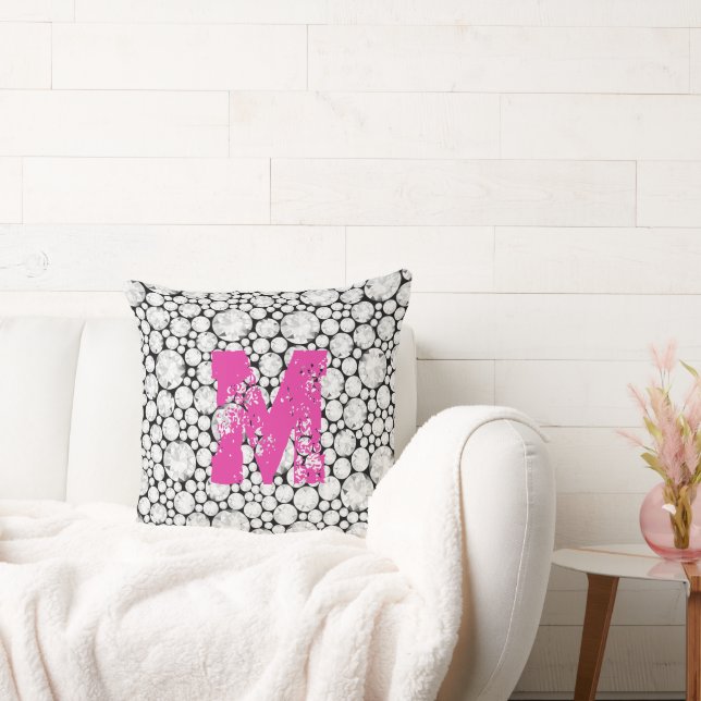 Diamond Gems INITIAL Glam Chic Grunge Rosa Kudde (Soffa)