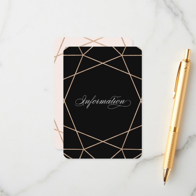 Diamond Gemstone Modern Geometric Bröllop Info Tilläggskort (Fram/Back In Situ)