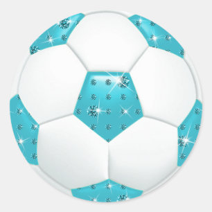 Diamond Gemstones Aqua Soccer Ball Runt Klistermärke