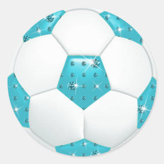 Diamond Gemstones Aqua Soccer Ball Runt Klistermärke