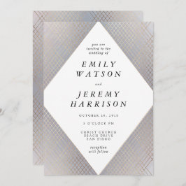 Diamond Geometric Grått Deco Guld Gatsby Bröllop Inbjudningar