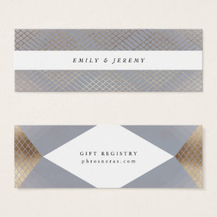Diamond Geometric Grått Guld Gatsby Gift Register Litet Visitkort