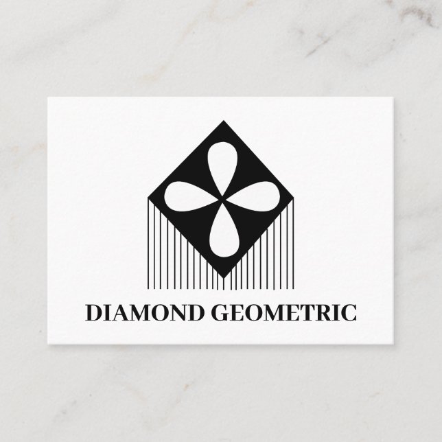 Diamond Geometric Mönster Black and White Visitkort (Framsida)