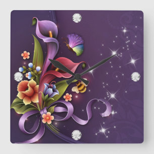 Diamond Girl #3 Square Wall Clock Fyrkantig Klocka