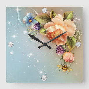 Diamond Girl #4 Square Wall Clock Fyrkantig Klocka