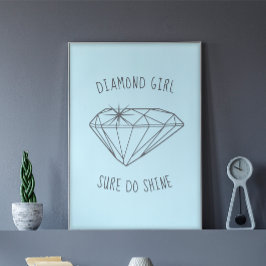 Diamond Girl Shine Aqua Poster
