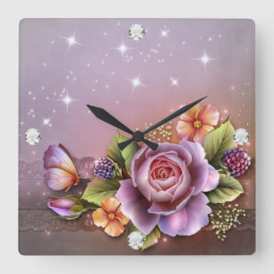 Diamond Girl Square Wall Clock Fyrkantig Klocka