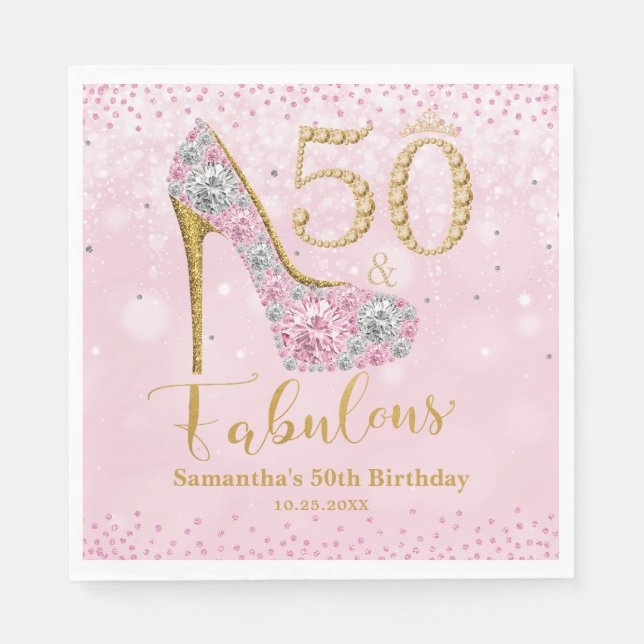 Diamond Glitter 50 och Fabulous 50:e födelsedagen Pappersservett (Framsidan)