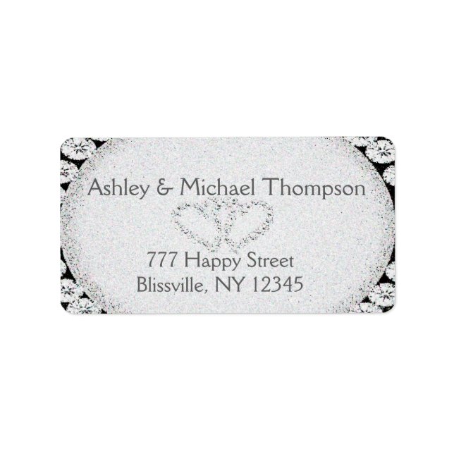 Diamond Glitter | Bröllop-märkning Adressetikett (Framsidan)