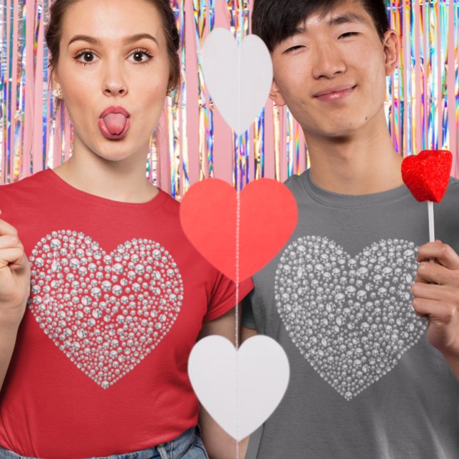Diamond Glitter Glam Red Heart Alla hjärtans dag T Shirt (Skapare uppladdad)