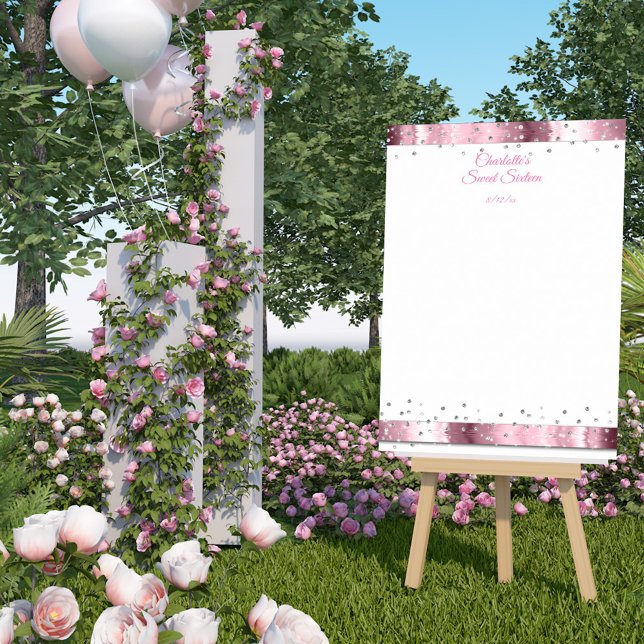 Diamond Glitter, Rosa Satin Sweet sixteen Logga in Poster (Skapare uppladdad)