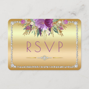 Diamond Glitter Watercolor Flowers Guld OSA Kort