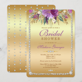 Diamond Glitter Watercolor Flowers Möhippa Inbjudningar