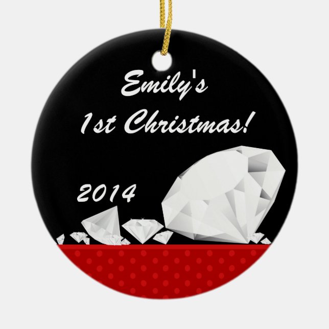 Diamond Glitz Glam Personlig Namn Ornament (Framsidan)