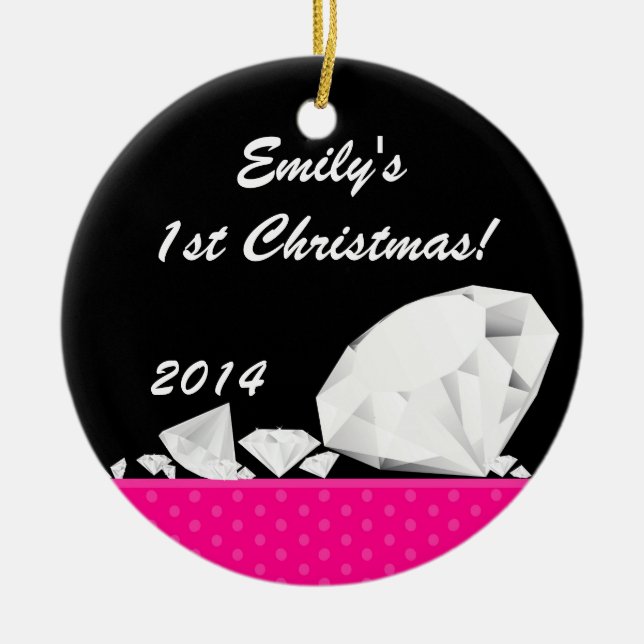 Diamond Glitz Glam Personlig Namn Ornament (Framsidan)