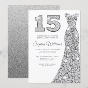 Diamond Gnistra Dress Quinceanera 15:e födelsedage Inbjudningar