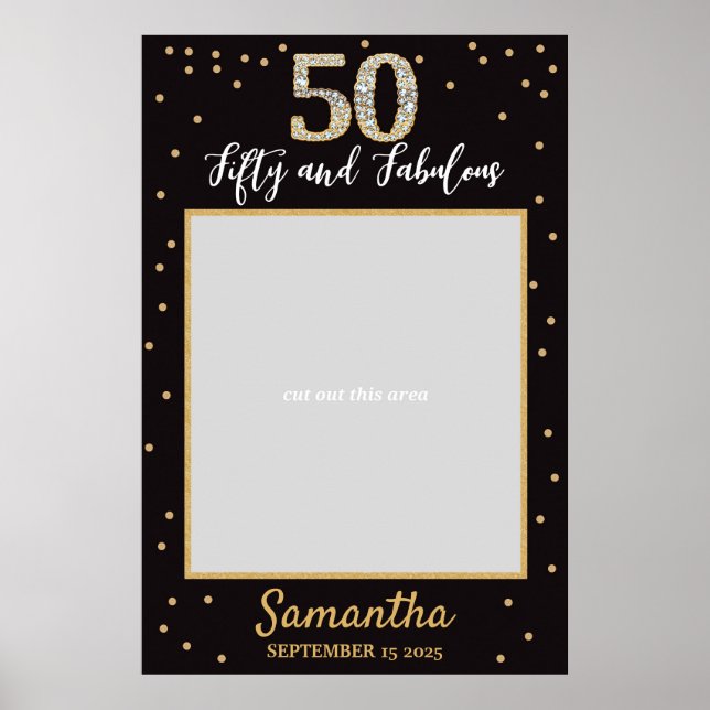 Diamond Guld och Black Birthday Photo Prop Ram Poster (Framsidan)