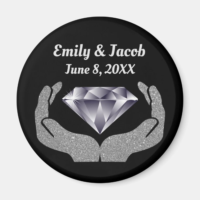 Diamond Händer Bröllop Magnet (Framsidan)