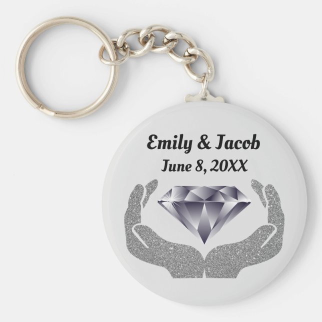 Diamond Händer Bröllop Nyckelring (Framsidan)