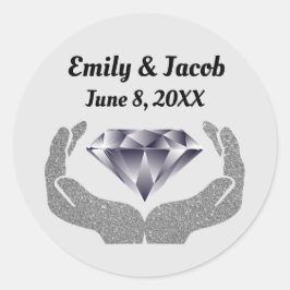 Diamond Händer Bröllop Runt Klistermärke