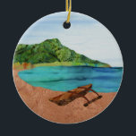 Diamond Head Hawaii Oahu Outrigger Beach Ornament<br><div class="desc">Den vackra scenen med Diamond Head skapades av Susan Lewis av Kukana Quilts med olika batikvävnader.</div>