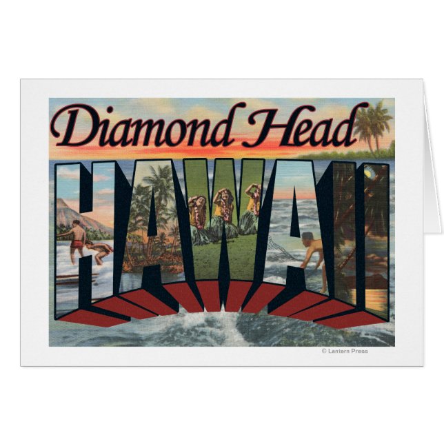 Diamond Head, Hawaii - Stora Brev Scenes Hälsningskort (Framsidan Horizontal)